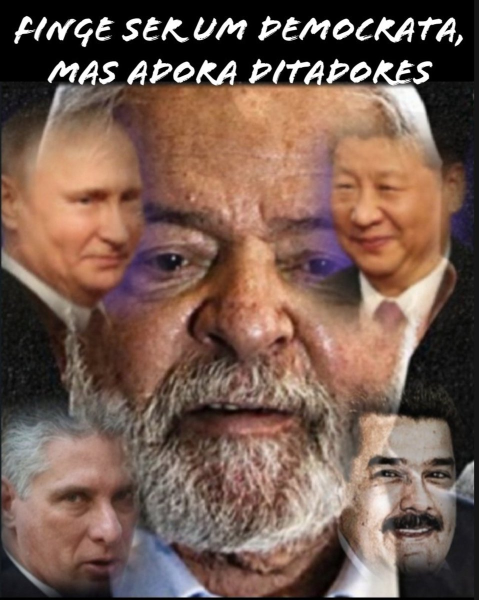 A_Marques6's tweet photo. O assunto - grave - deveria permanecer nos trends por muito tempo: Lula provou novamente que adora ditadores e não resiste à tentação de servir de capacho a déspotas. Continuará desprezando a democracia, unindo-se a países autoritários e aparelhando as nossas instituições para atingir seu objetivo totalitário. Tudo sob o manto do silêncio cúmplice dos hipócritas que, em 2022, foram signatários da Carta em Defesa da Democracia, a qual finalizava com "Estado Democrático de Direito Sempre!" (poderiam ter incluído "há ironia").