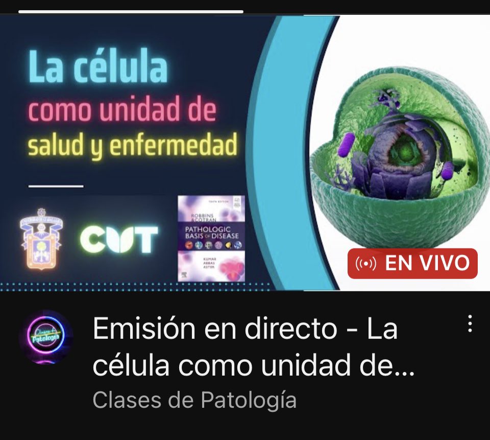 Patologia_Class's tweet photo. Emisión en directo - La célula como unidad de salud y enfermedad - Curso... https://t.co/NckpzcwCpZ vía @YouTube #udg #cutonala #patologia #estudiantesdemedicina https://t.co/4kfM1MqVCi