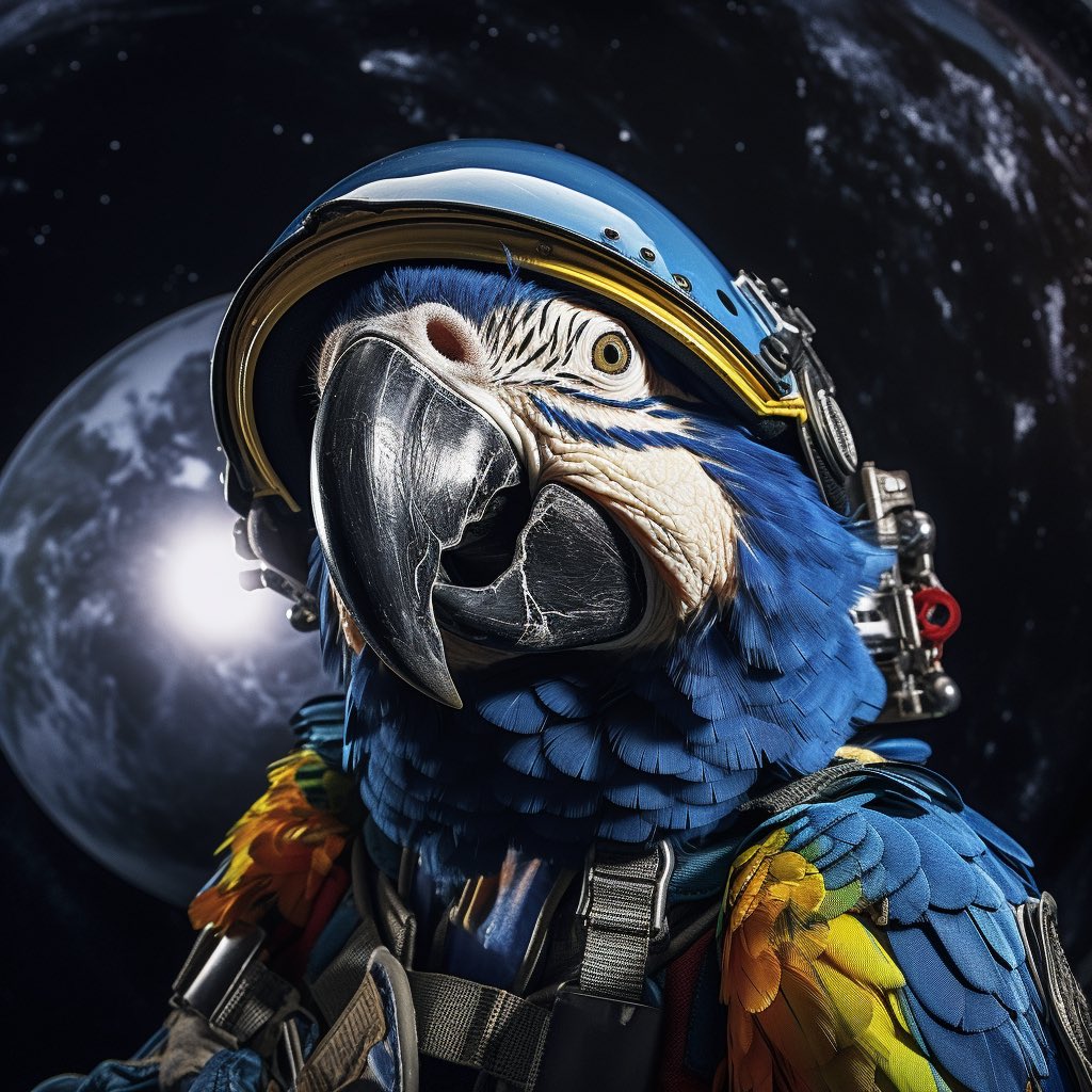 wildworkNFT's tweet photo. No voo das araras, a sabedoria se aninha, entre constelações de dúvidas e estrelas de esperança, suas asas trazem à vida um poema cósmico de dança. 🚀🦜🌕 
#ExploraçãoCósmica #nft #nfts #openseanft #opensea #macaw https://t.co/LKPnm0FQTO