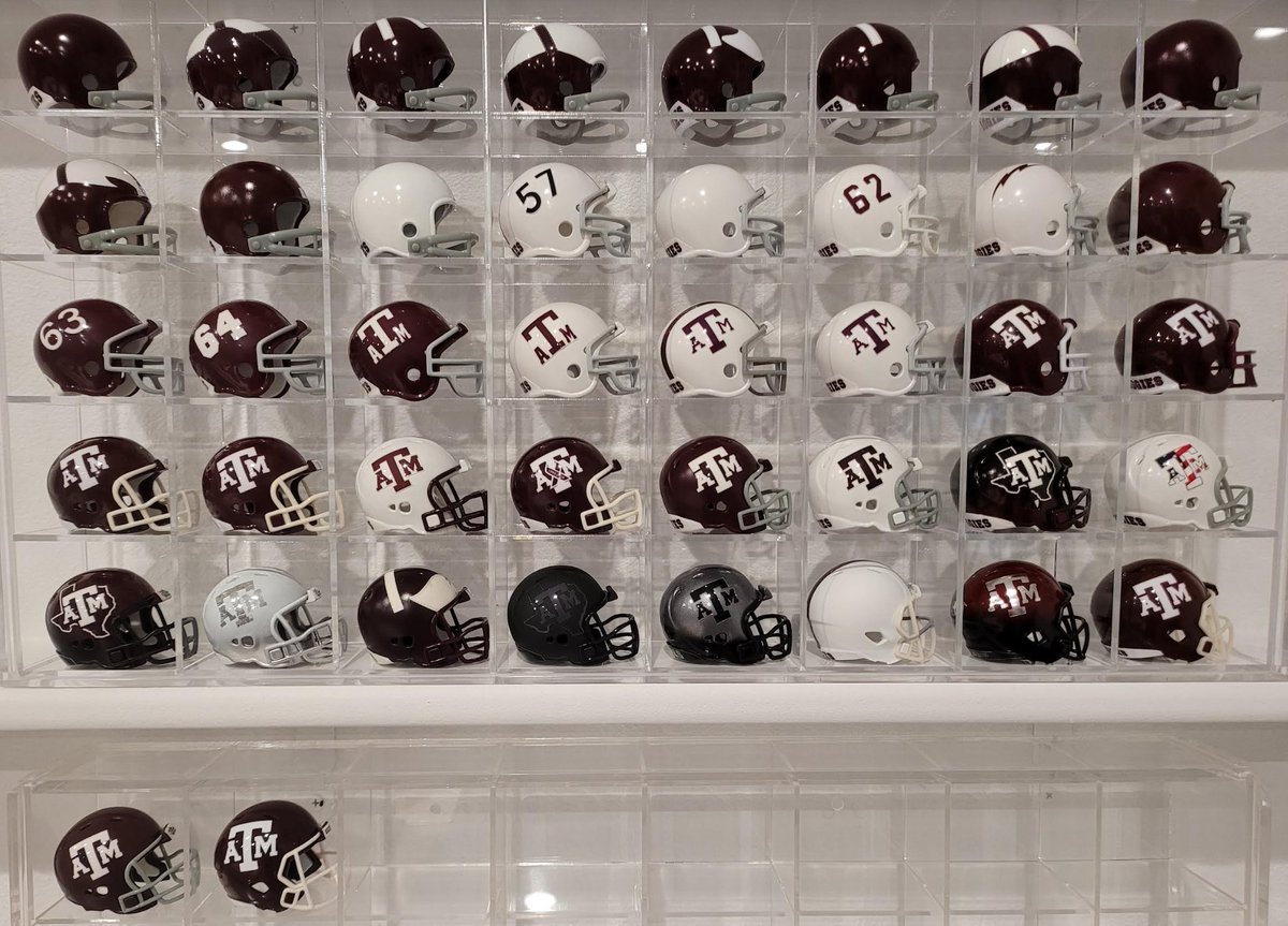 wtfcoach's tweet photo. Texas A&amp;M @AggieFootball first put the TAM logo on its helmet in 1965 and some variation of it has been on every helmet since except for one game in 2014 and 2016.
https://t.co/cSjBhKqg4W
13/14 🧵 https://t.co/oLfH8EGoEJ