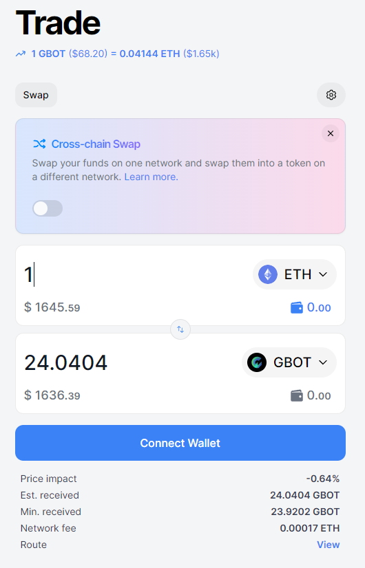 As a bot creator, user experience is of utmost importance to us

As such, thanks to <a href="/SushiSwap/">Sushi.com</a>'s prompt actions with our feedback, we are now able to buy $GBOT from Sushi's main UI

Instead of diverting to their older alternative, trade for $GBOT now at: sushi.com/swap
