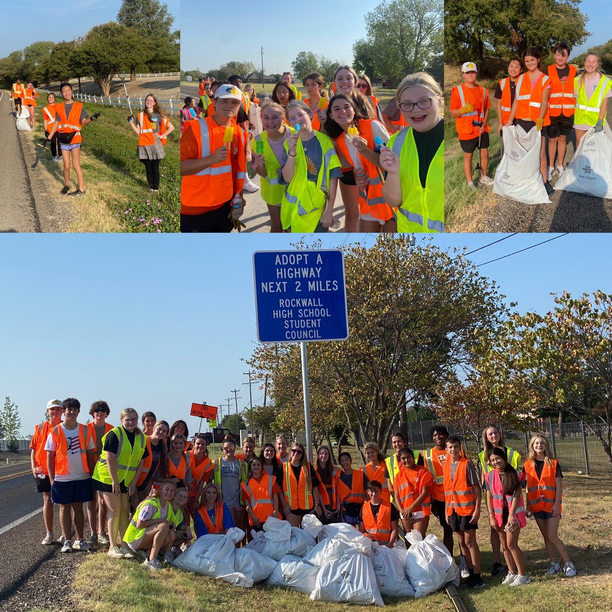 Our StuCo pregames by doing community service and completing our road cleanup. See you at the game today! #jfnd #txdot #adoptahighway