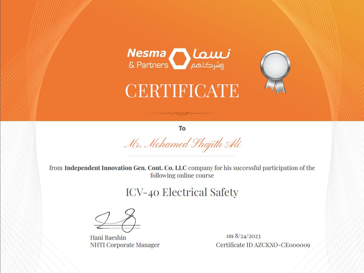 iigcest's tweet photo. Successfully Participated on the following online courses.
#ICV #electrical #safety #nesma #aramco #iigcest #KSA #innovation https://t.co/SVYSOsgbIe