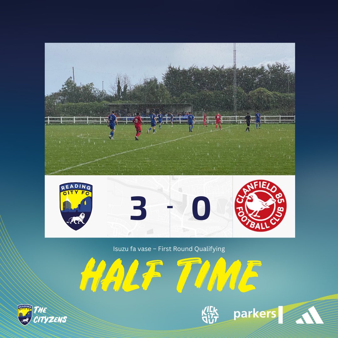 ReadingCityFC's tweet photo. 45โ | Halftime
Whistle blows bang on 45โ
First half finishes
#TheCityzens 3-0 @clannyfc
#PrideOfReading ๐ฆ
#FAVase https://t.co/Msa5f1hbjj