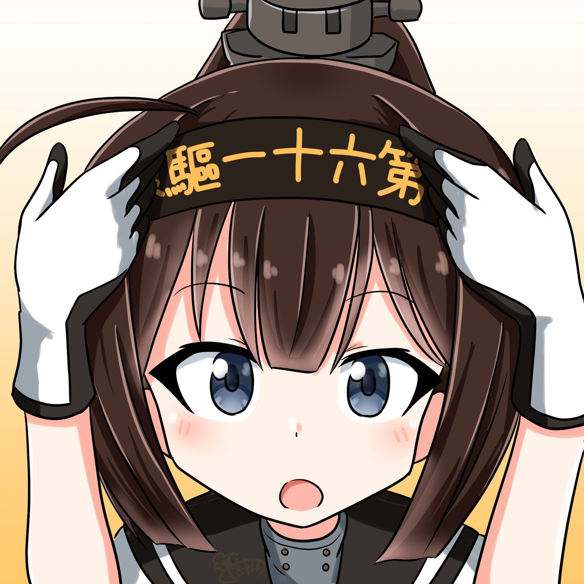 秋月(艦これ) 「そういえば秋月型の鉢巻の文字を真面目に描いたことないなと思ったらくがき 」|樹之下@C102土曜東ウ28b(6年半ぶりに復帰した提督)のイラスト