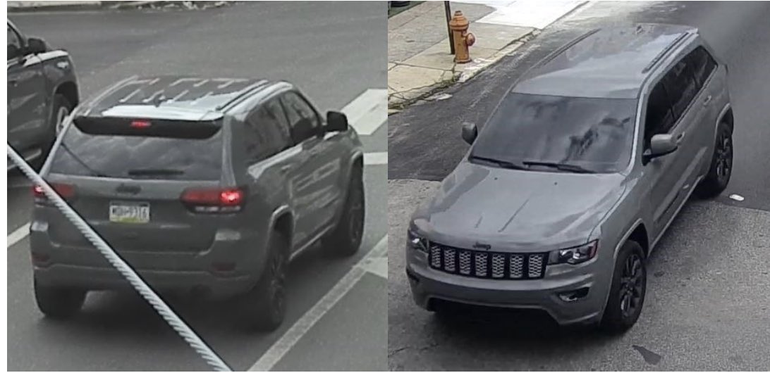 PhillyCrimeUpd's tweet photo. Requesting the Public Assistance in Locating the following vehicle that was involved with below shooting incident.   Newer model gray Jeep Grand Cherokee, black rims, dark tint on all windows. Partial PA tag of M**-9316.

1ST DISTRICT-SHOOTING INCIDENT
23XX MOORE STREET ON THE HIGHWAY AT 1:09 P.M., A 48-YEAR-OLD BLACK MALE WAS SHOT 1X RIGHT SIDE AND 1X LEFT THIGH.  HE WAS TRANSPORTED BY PRIVATE VEHICLE TO PENN PRESBYTERIAN MEDICAL CENTER, WHERE HE WAS PLACED IN STABLE CONDITION.  SCENE RELEASED, NO WEAPON RECOVERED AND NO ARREST MADE AT THIS TIME.