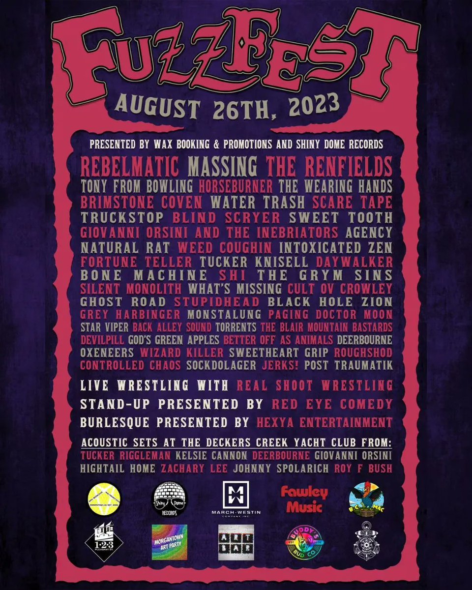 TODAY:
What: Fuzzfest WV
Where: Morgantown Art Party 
When: 6:10PM
Why: Fuzz
💥💥