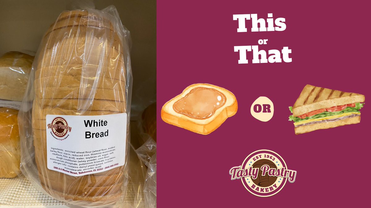 TastyPastryFL's tweet image. #Whitebread is simple, but it can be used in many ways like #sandwiches, and #toast! How would you like to eat it?