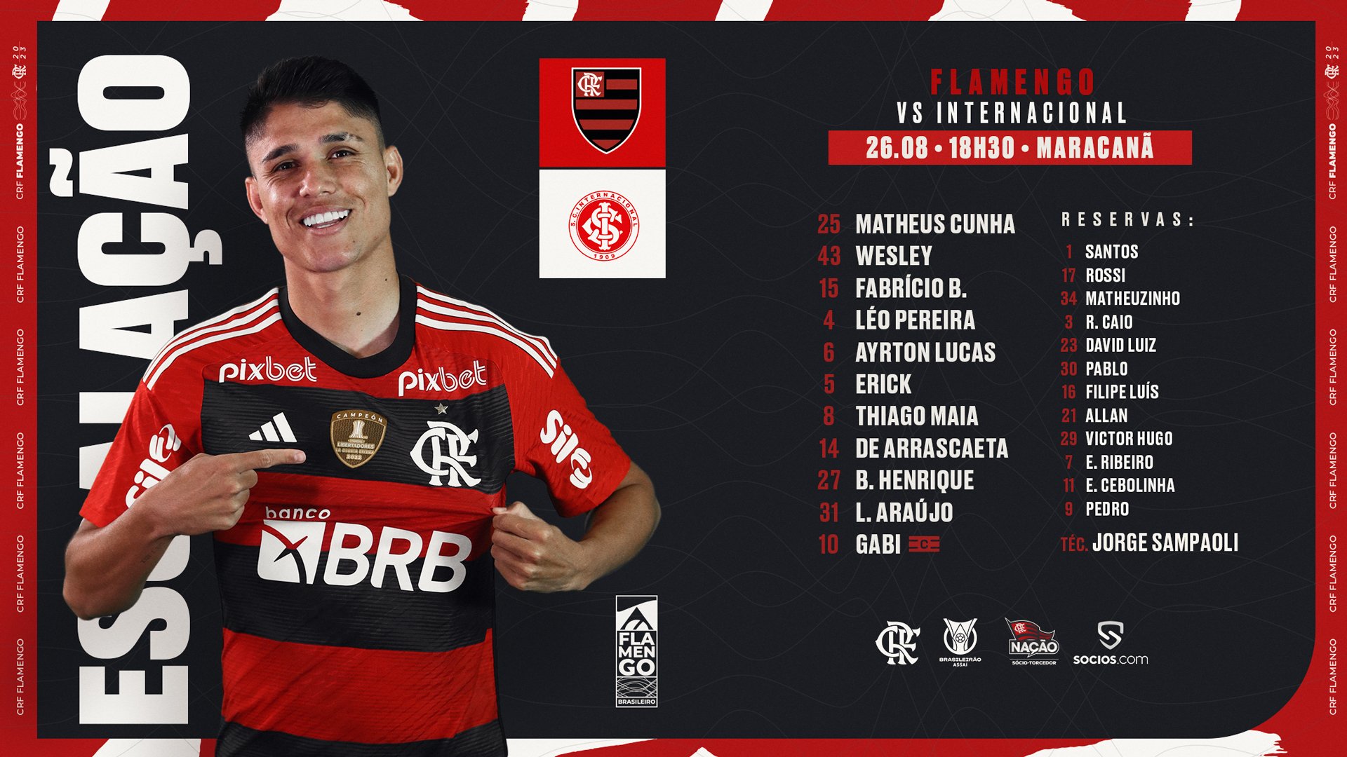 Flamengo terá semana tranquila antes de jogo contra o Internacional