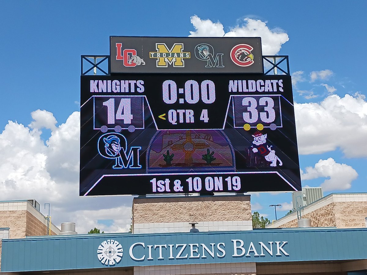 PrepRedzoneNM's tweet photo. FINAL: Deming 33, Organ Mountain 14.

Wildcats improve to 2-0. OM falls to 0-2. https://t.co/gaVmqqzFar