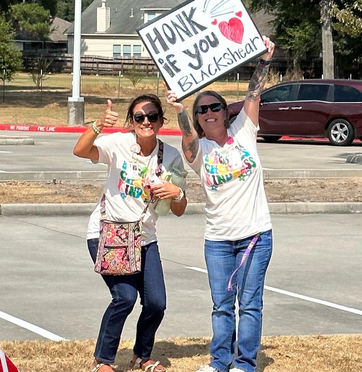 Friday car rider dismissal is always a jam! Love getting to close out our week with dancing, laughter, and even a little honking! #lovemyjob #BlackshearChoosesKindness