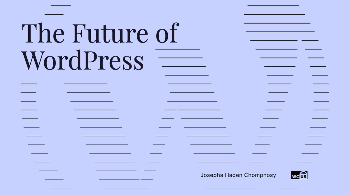 WordPress's tweet photo. We're live from WordCamp US 2023! Up next is Executive Director, Josepha Haden Chomphosy, speaking on the future of #WordPress. πΉ Stream here: https://t.co/zRt9sW4b8b
#WCUS #FutureOfWordPress https://t.co/sY2OcBDLyV