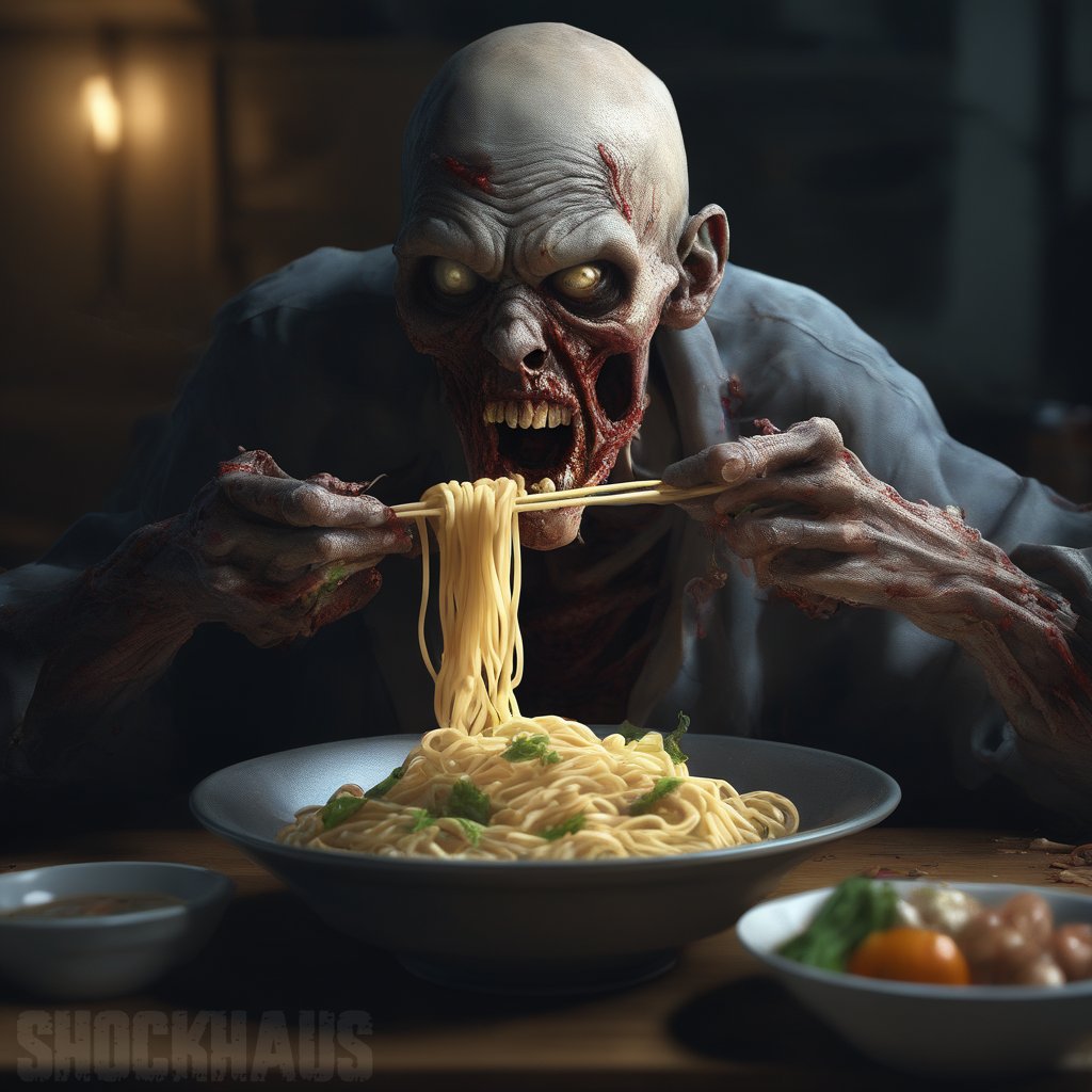 shockhaus's tweet photo. Zombie eating pasta #zombies #pasta #SDXL https://t.co/5fjZdxiGXo