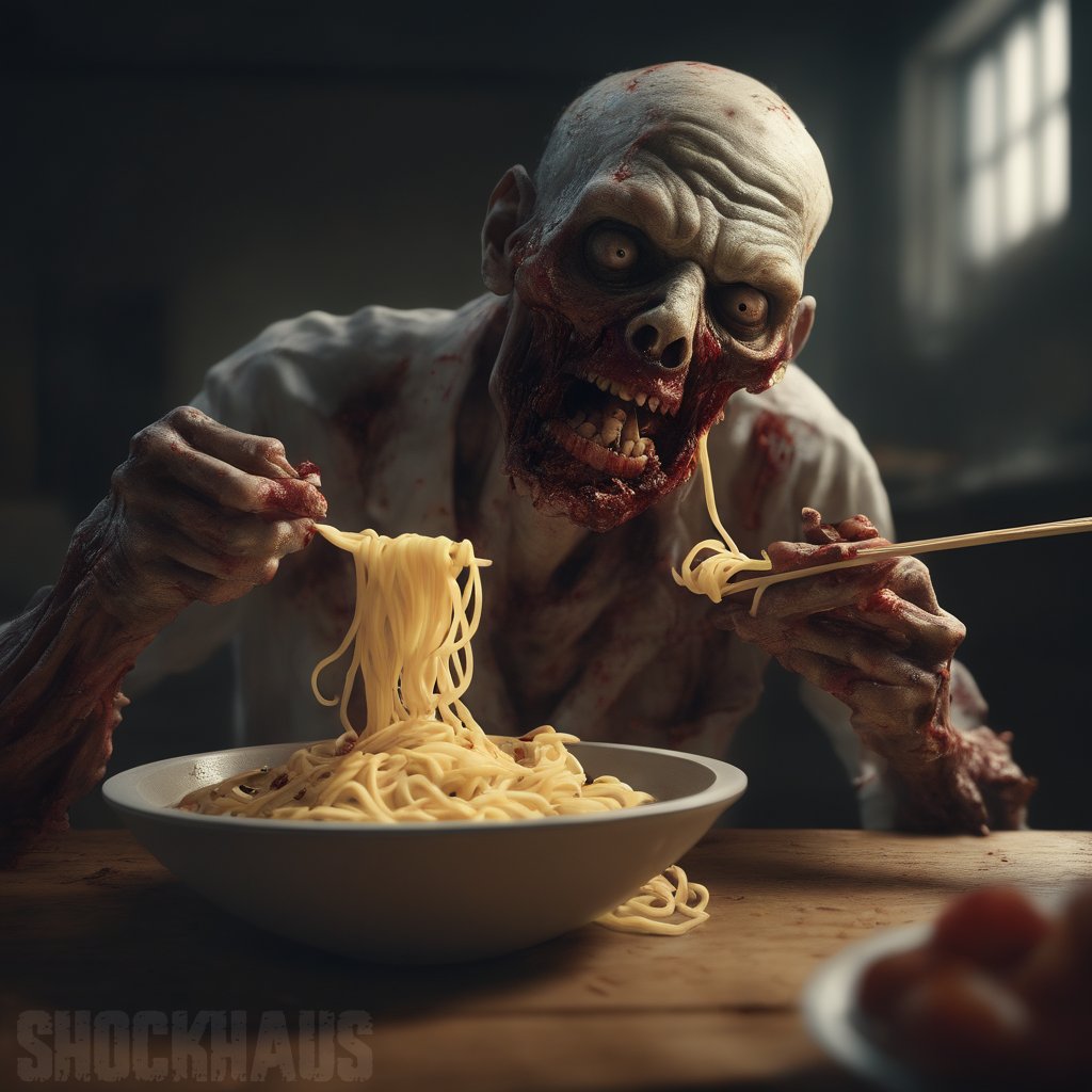 Zombie eating pasta #zombies #pasta #SDXL