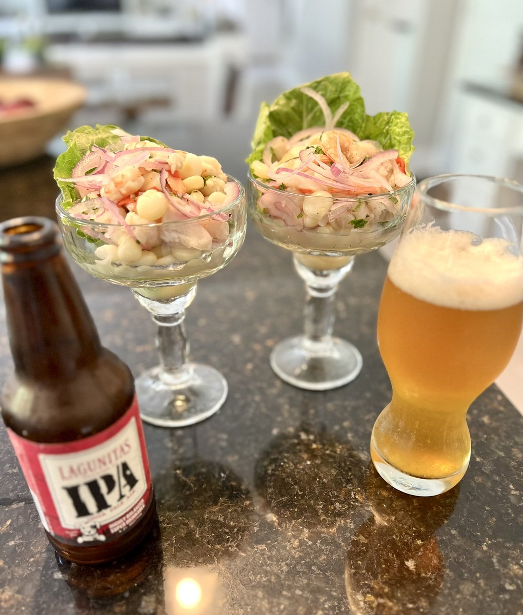Just4BeerLovers's tweet photo. What’s for lunch?
Peruvian style fish & shrimp #ceviche 🐟🍤 (& leftover juice called #tigermilk) paired with a classic🍻 @lagunitasbeer #SaturdayVibes #beerlovers @JonMontag https://t.co/S9hD0Lzivc