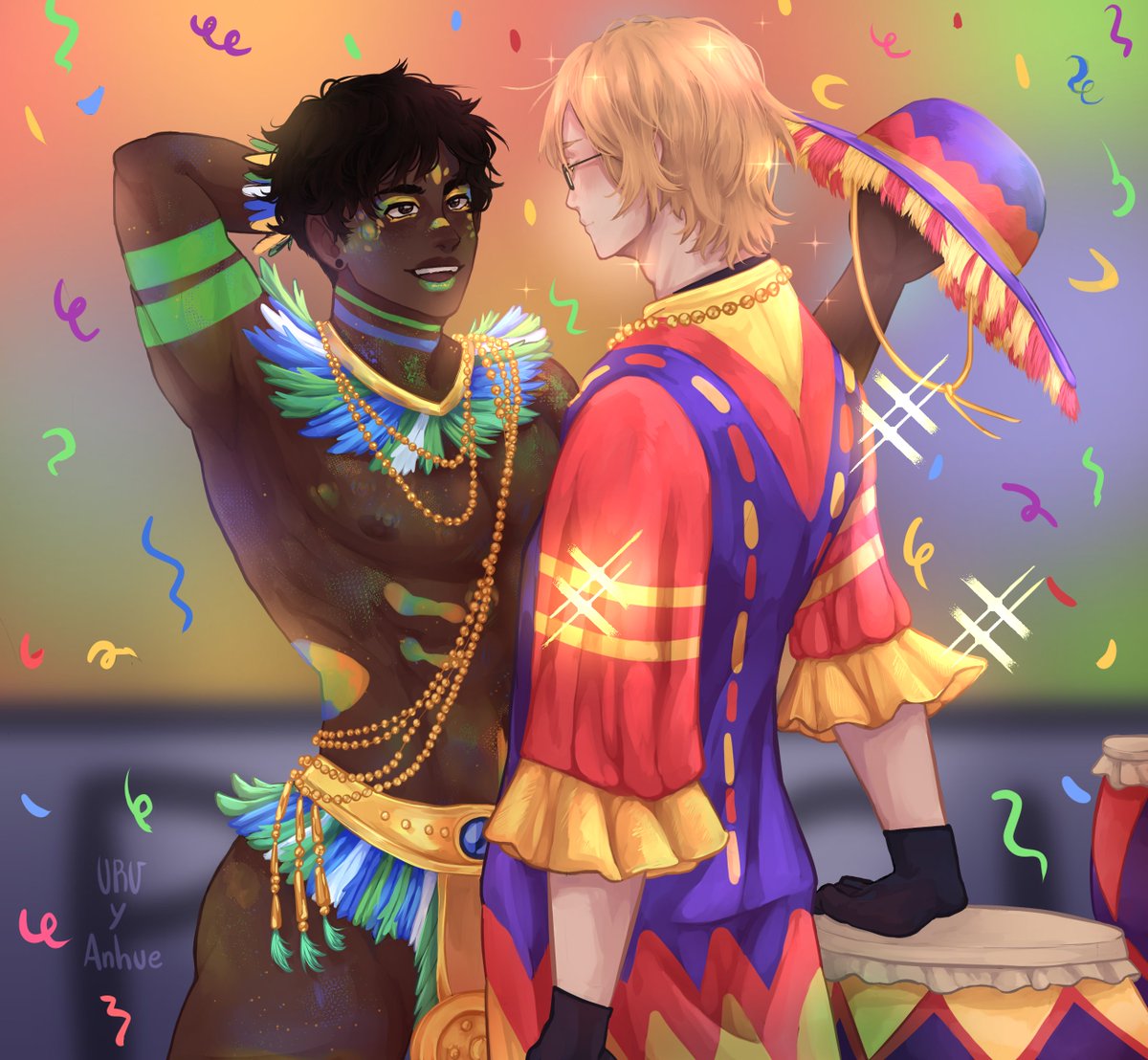 Mr_Uru_'s tweet photo. Día dos de la #BruruWeek: Carnaval🎊
Esta es una colaboración con @Anhue_ ✨✨
#Bruruweek2023 #latinhetalia #lhuruguay #lhbrazil https://t.co/siMflJKJ2h
