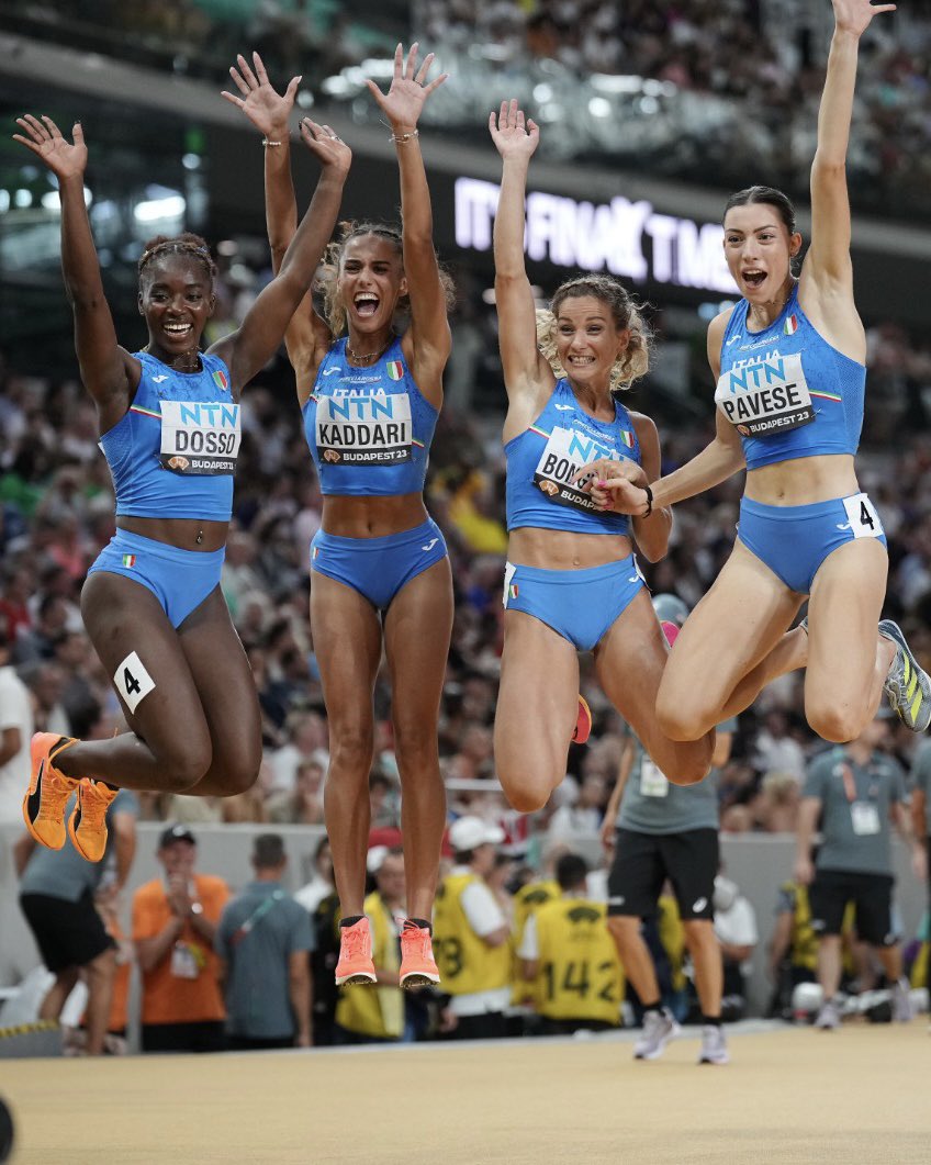 LE RAGAZZE VOLANTIII!

Quarto posto per le azzurre! È il miglior piazzamento della storia della velocità femminile! 

42.49, una prova da campionesse! Il secondo risultato italiano all time!

Grandissime ragazze! Storiche anche voi! 🇮🇹💙

#Budapest2023 #WorldAthleticsChamps