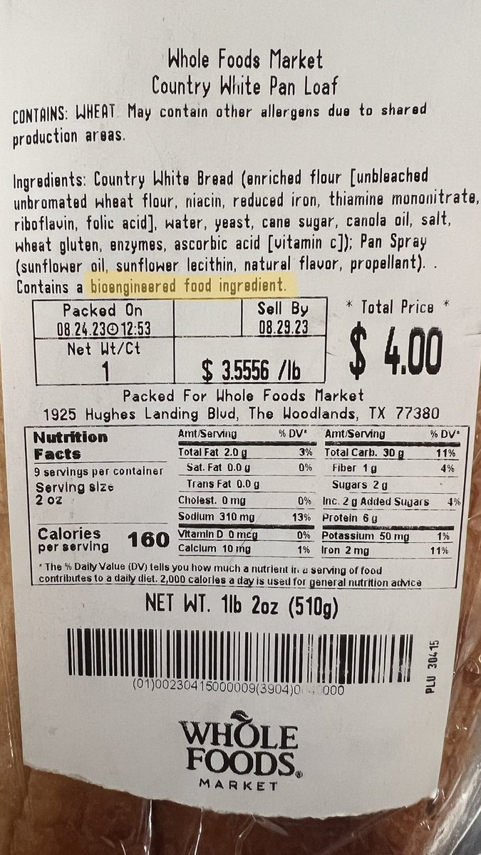 lifeasbald's tweet photo. Shame on you @WholeFoods for using bioengineered ingredients. You paint this picture of a wholesome grocery store full of healthy foods, but actually you’re full of something else. #fakefood #GMO https://t.co/Oc8jvkh6uD