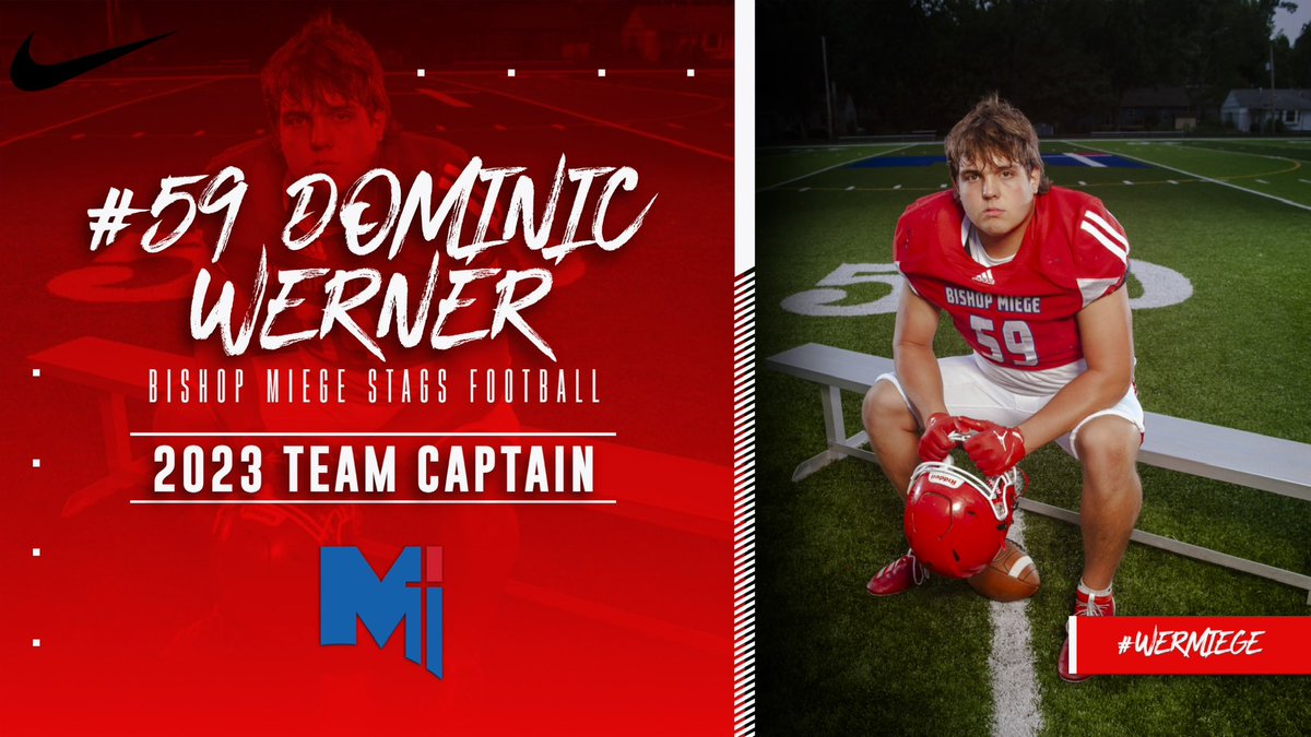 Excited to announce  our final two <a href="/BishopMiege_FB/">Bishop Miege Football 🏈</a> team captains for the 2023 season. Congratulations to <a href="/moewerner/">Dominic Werner</a> and <a href="/hollis_moeller/">Hollis Moeller</a>. Excited to watch them lead our team. #WeRMiege