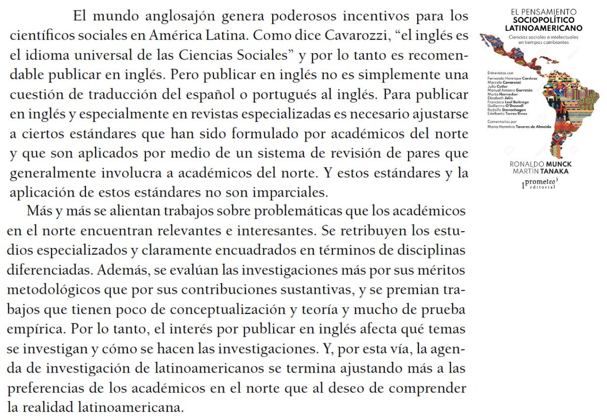 ¿Publicar o no publicar en revistas científicas en inglés? 

Los incentivos profesionales para latinoamericanos son claros. Pero hay costos intelectuales.

Esta es mi vision, bastante crítica.👇