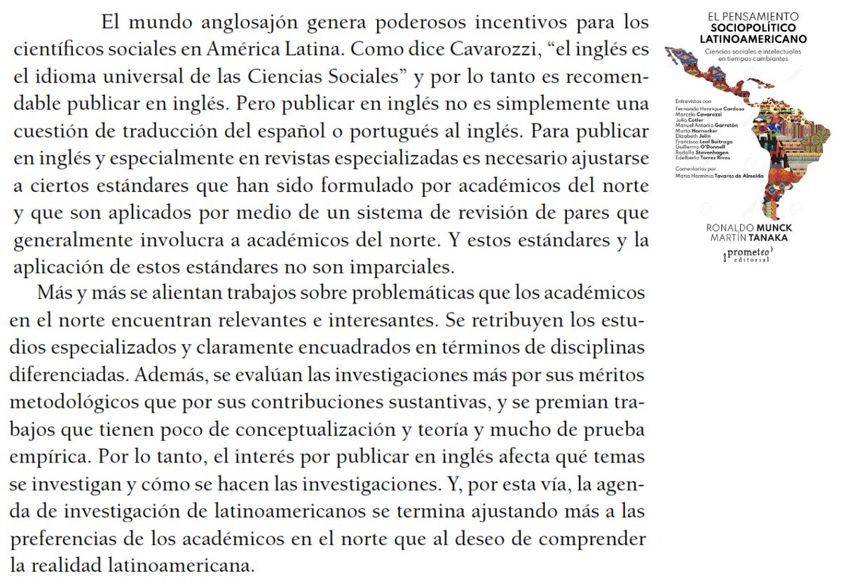 ¿Publicar o no publicar en revistas científicas en inglés? Los incentivos profesionales para latinoamericanos son claros. Pero hay costos intelectuales. Esta es mi vision, bastante crítica.👇