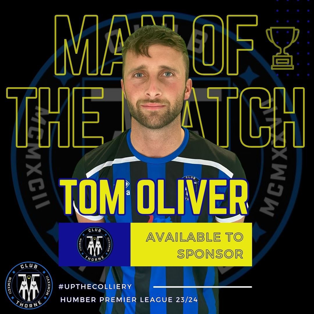Todays Man Of The Match was awarded to Tom Oliver 🏆

#manofthematch #humberpremierleague 
#colliery #clubthorne #upthecolliery #clubthorneacademy #thorne #moorends #doncasterisgreat #doncaster