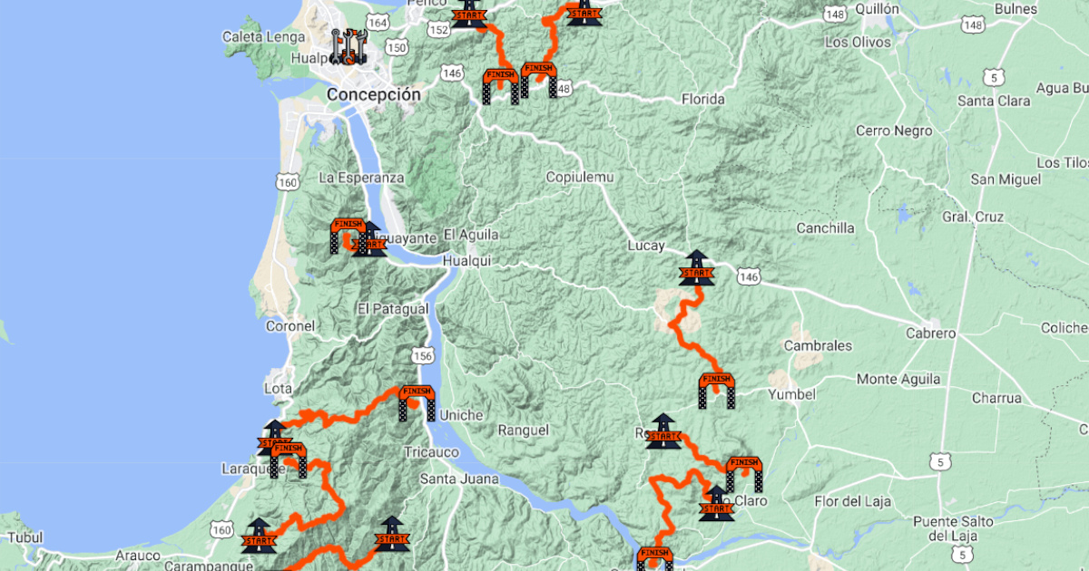 #WRC Google Earth Map of 2023 #RallyChile is now out (made in <a href="/dim_ISAM/">Dim'It</a> ) ► bit.ly/3O6FFZA