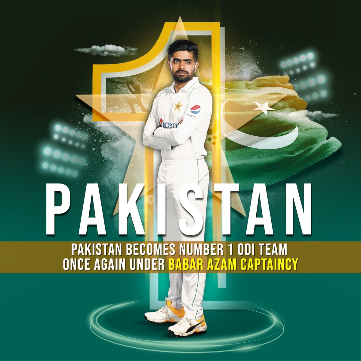 touseefdesigner's tweet photo. Pakistan becomes number 1 ODI  team once again under Babar Azam's Captaincy.🇵🇰 https://t.co/6AuThQ8qJc