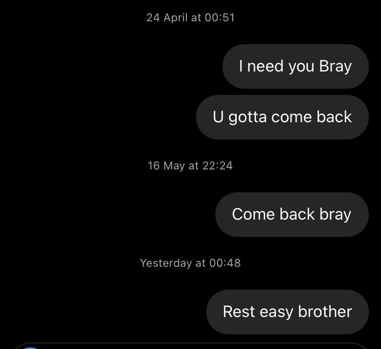CenaLover67's tweet photo. Never got to talk to Bray but here are some of my dms to him and man they hit like a tonne of bricks now⭕️ https://t.co/wbJA7YTZhf