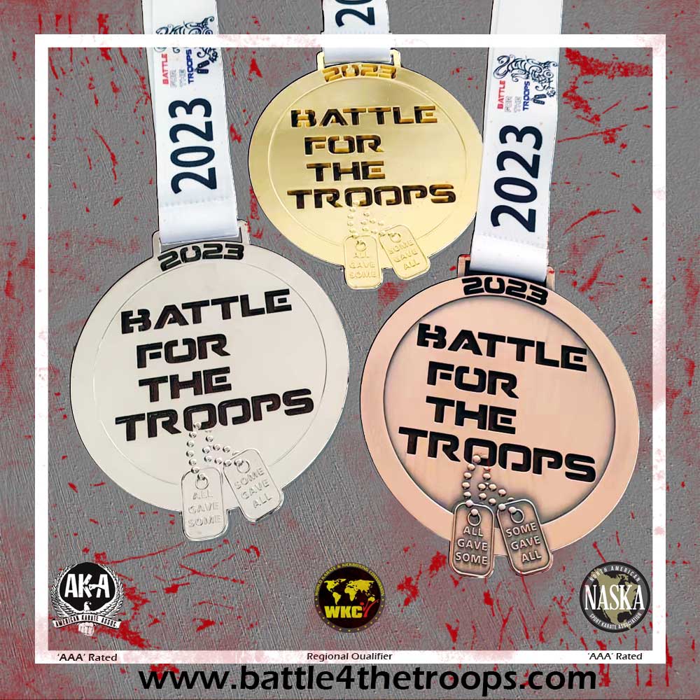 'Winning is not a sometime thing; it's an all the time thing' - Vince Lombardi

Battle for the Troops, 09/12/2023, TOCA-Naperville, Naperville, IL. battle4thetroops.com
Registration opens in 16 days, 9/11/2023.

#Sportmartialarts #Sportkarate  #dogtagus #wwfs #wristbandbros