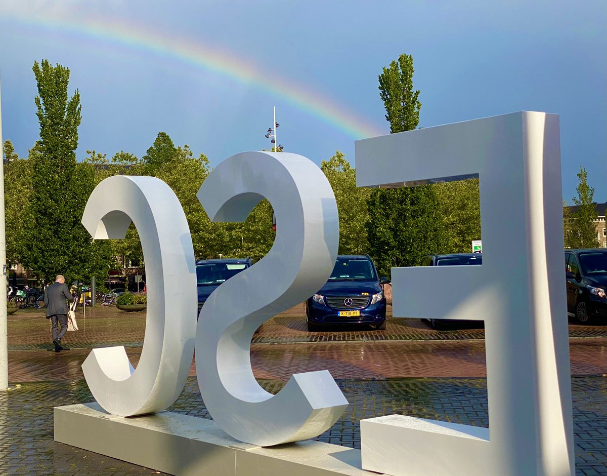 Rain hit European Society of Cardiology (ESC) as attendees were leaving at 5:30, but the sun came out and created a rainbow leading to the the 2023 Congress. #ESCCongress #ESC