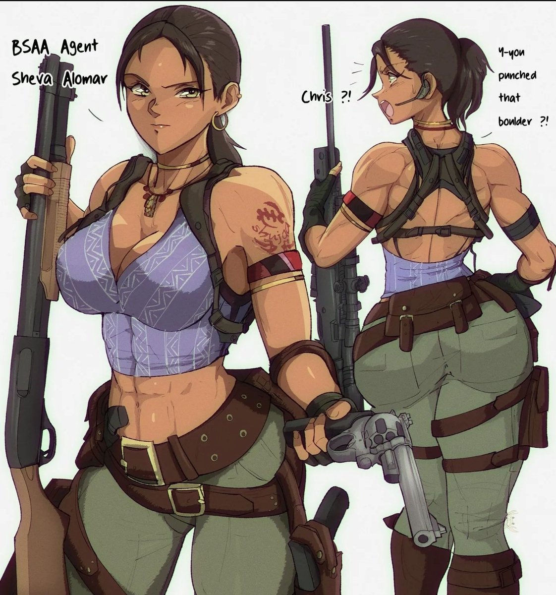 yoracrab's tweet image. i want to draw RE5 sheva more 😩