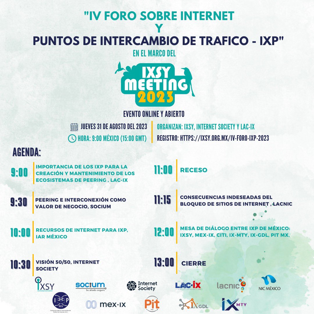 IXP_Yucatan's tweet photo. @mdcdatacenters Gracias #MexIX @mdcdatacenters @mau_falanis @joelpacheco_ por sumarse al IV Foro sobre #Internet e #IXP organizado junto @ISOC_LAC , @lac_ix e @IXP_Yucatan .
Evento online y abierto a México 🇲🇽 y región LAC. Registro: https://t.co/b3jLpgHQ81 https://t.co/NWdDyeh4xd