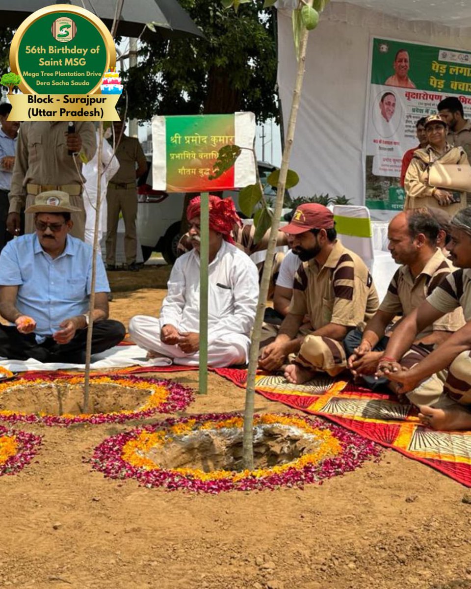 GreenSwelfares's tweet photo. Let's grow together, under the shade of love and care!! Dera Sacha Sauda volunteers celebrated Saint Dr. Gurmeet Ram Rahim Singh Ji Insan's 56th birthday ‘MSGBhandara’ with mega tree plantation drive. 🌳
#56thBirthday #SaintDrMSG #TreePlantation https://t.co/TY46Aifg8N