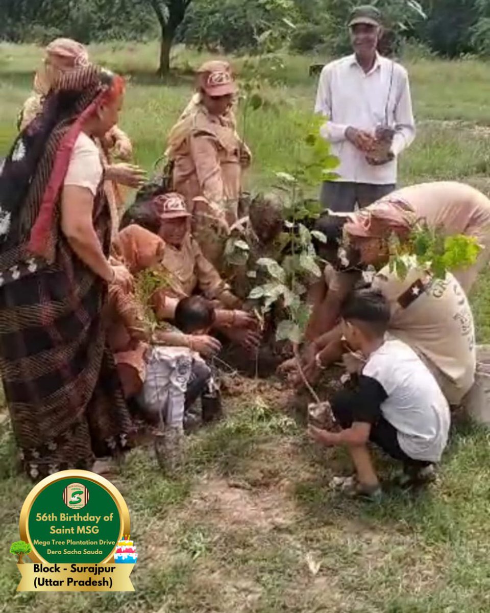 GreenSwelfares's tweet photo. Let's grow together, under the shade of love and care!! Dera Sacha Sauda volunteers celebrated Saint Dr. Gurmeet Ram Rahim Singh Ji Insan's 56th birthday ‘MSGBhandara’ with mega tree plantation drive. 🌳
#56thBirthday #SaintDrMSG #TreePlantation https://t.co/TY46Aifg8N