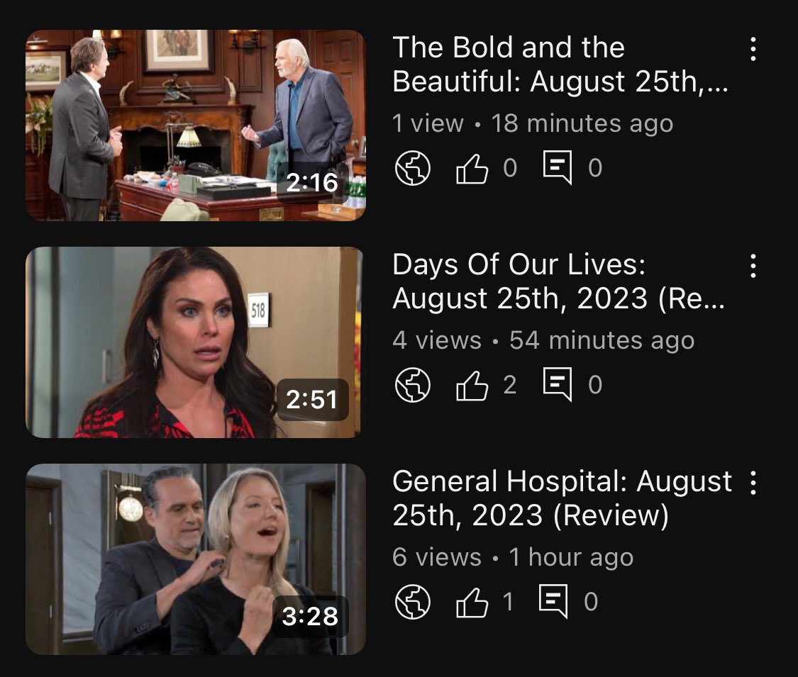 New reviews on all soaps are up! Also please watch my very first Bold review on the channel 😊 
~
Link:
youtube.com/@thesoapafters…
~
#Days #gh60 #boldandbeautiful #soaps #soapoperas #youtube #soapreviews #soaptwitter