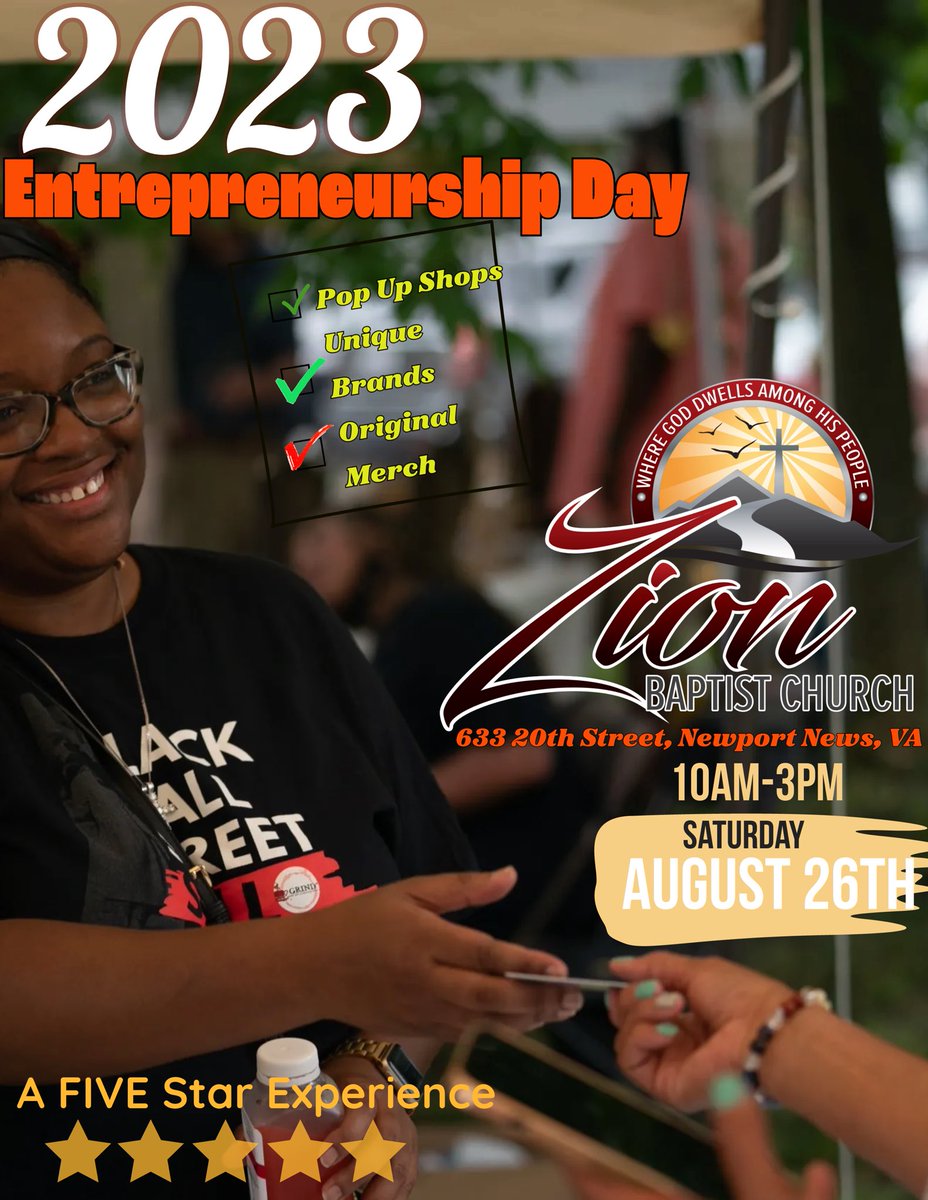 Join Us Today for Entrepreneurship Day... It's Already Live and Happening Right Now at 633 20th Street, Newport News, Virginia. Don't miss out on businesses that you would certainly enjoy supporting today. From 10am to 3pm. We would love to see you... It's Unity in the Community!