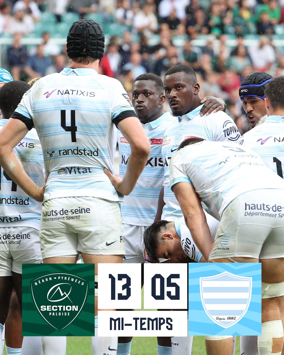 racing92's tweet image. ⏸️ 40 ' #SPR92

c'est la Mi-Temps au Hameau 

💬B. Chouzenoux - On n'est pas assez précis, il faut être résilients et tenir le ballon avec ce temps ! 

🏔️ 13 - 05  🩵