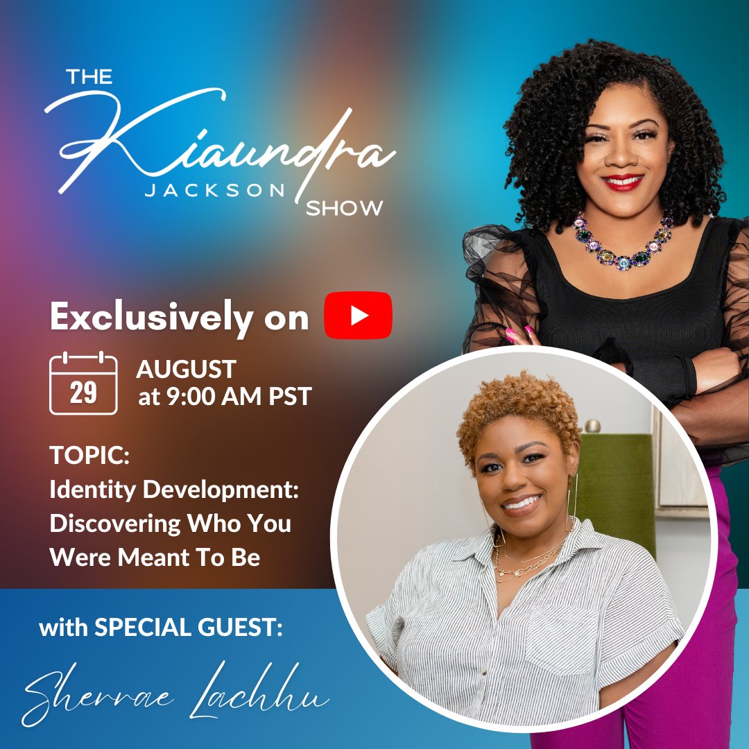 KiaundraJackson's tweet photo. On an upcoming episode of #TheKiaundraJacksonShow , I am joined by @sherraelachhu as we talk about intentional identity development, authenticity, self-discovery, self-awareness and so much more. You don't want to miss this episode! https://t.co/4xu46A7g1k