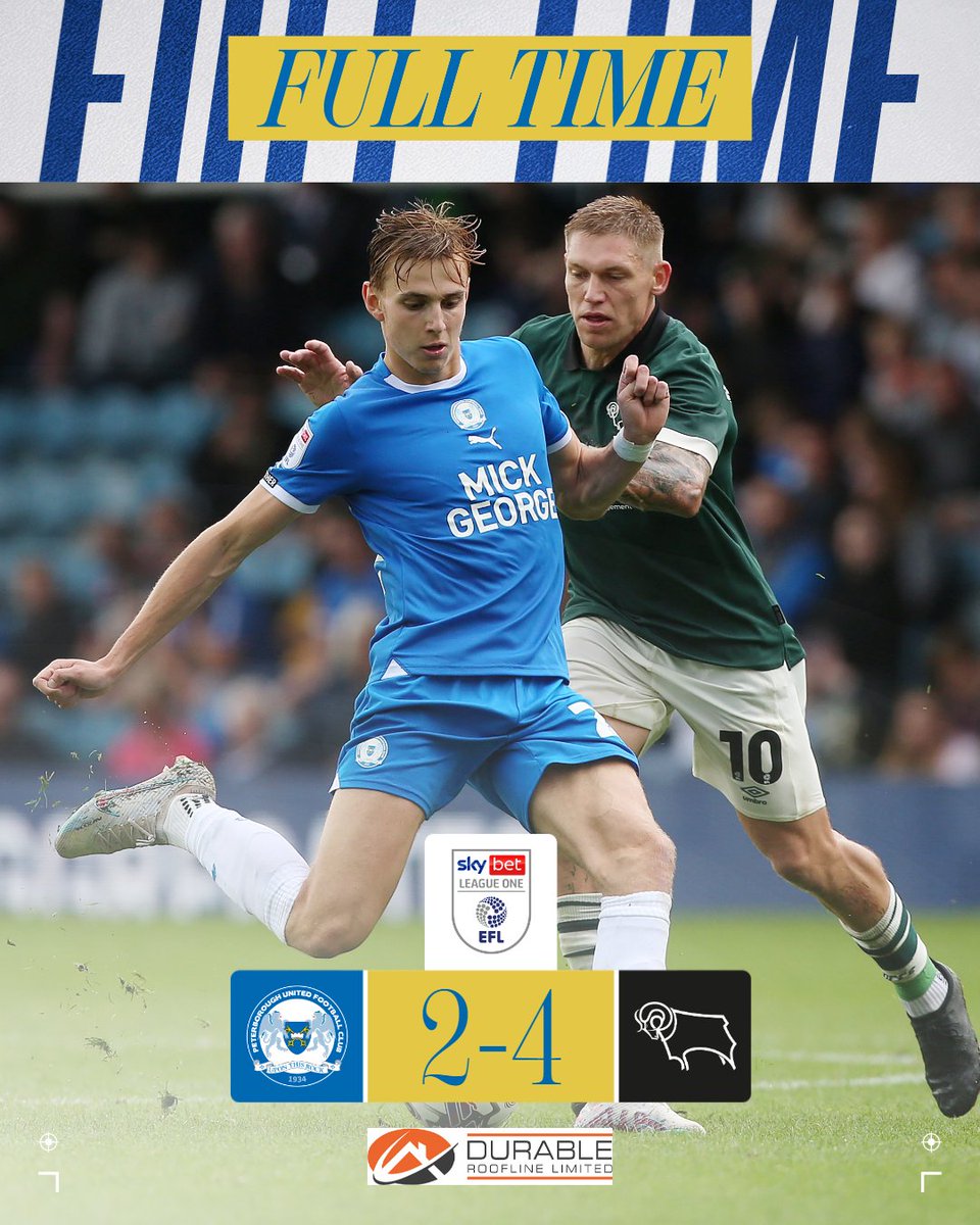 theposh's tweet photo. Defeat at the Weston Homes Stadium.
Full-time brought to you by Durable Roofline.
🔵 2-4 🐏 | #PETDER https://t.co/4kS0Dv9tpb