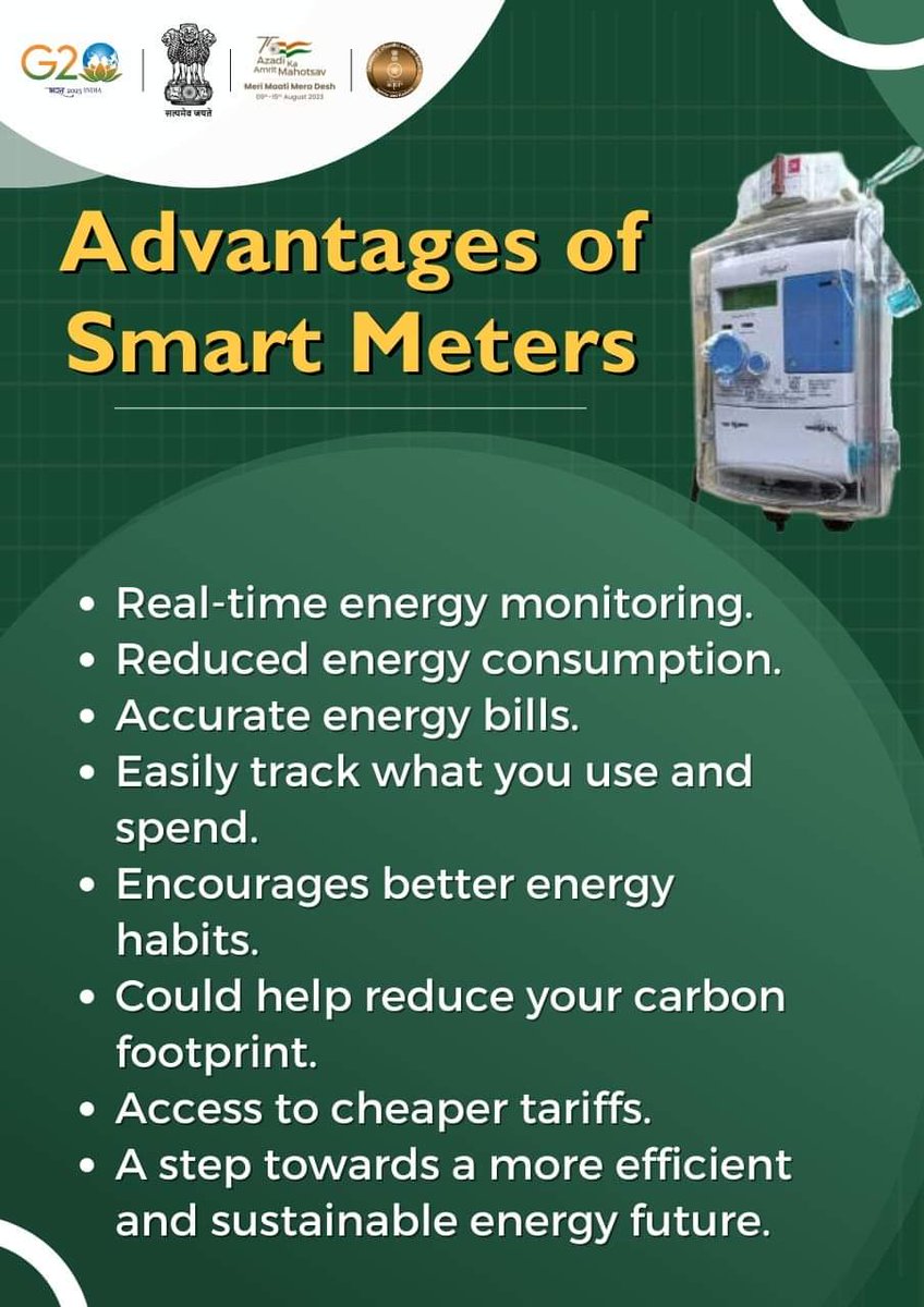 Advantages of smart meters:
 • Real-time energy monitoring 📊
 • Accurate billing 💳 
 • Reduced energy consumption 🌿 
 • A step towards a more efficient and sustainable energy future! 🔌
 #SmartMeters 
#EnergyEfficiency