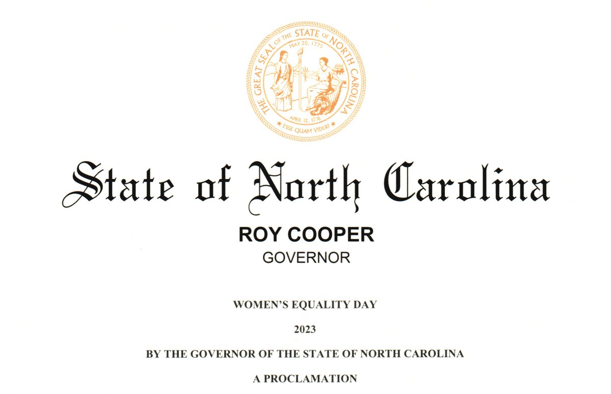 NCDOA (@ncdoa) on Twitter photo .<a href="/NC_Governor/">Governor Josh Stein</a> has proclaimed Aug. 26 Women's Equality Day.
"While we’ve made considerable strides, more work remains not only to improve gender inequities across our state but disparities impacting our most vulnerable communities," said DOA Sec. Cashwell. .<a href="/NC_Governor/">Governor Josh Stein</a> has proclaimed Aug. 26 Women's Equality Day.
"While we’ve made considerable strides, more work remains not only to improve gender inequities across our state but disparities impacting our most vulnerable communities," said DOA Sec. Cashwell.