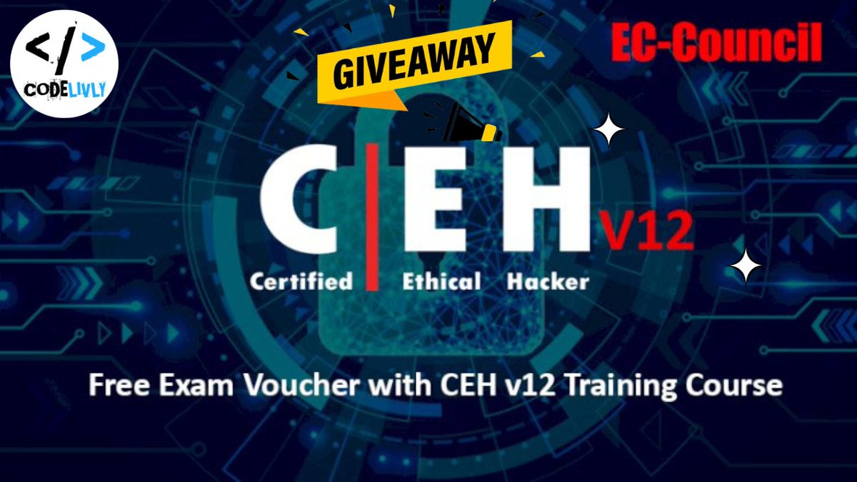 Codelivly's tweet photo. 🔐 CEH Exam Voucher Giveaway! Unlock Your Cybersecurity Potential! 🔐

🎉 How to Participate: 🎉

Follow us on Instagram, Telegram, YouTube, Facebook, LinkedIn, and Twitter. 

Retweet this post  🔂

to know more check telegram: https://t.co/PAZlbFieZA https://t.co/zb87NWhrja