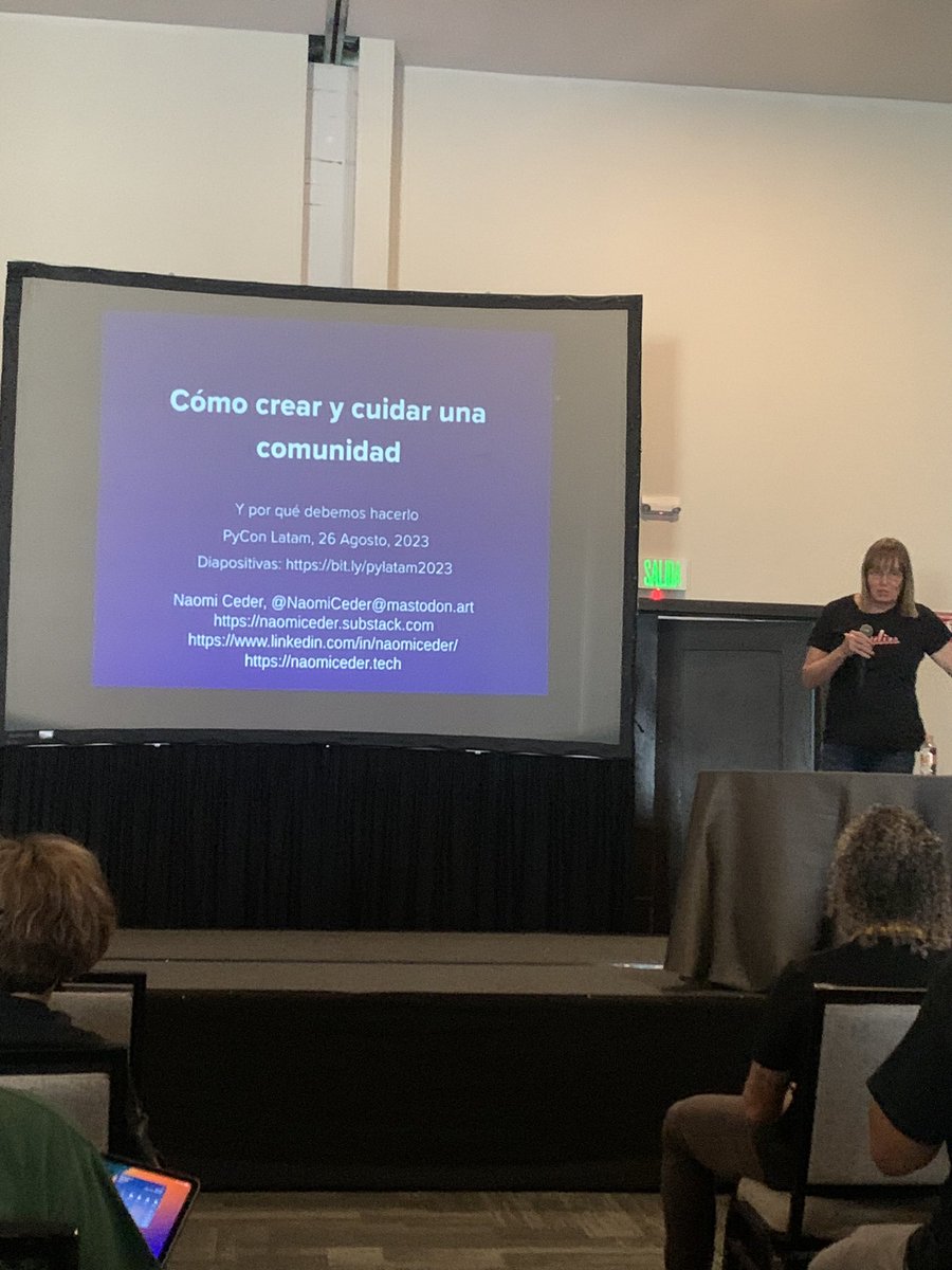 ramrodo's tweet image. Cómo crear y cuidar una comunidad por @NaomiCeder en #PyConLatam2023:
1. Visión, misión y pasión
2. Las personas: Espacio seguro. Invitarlas personalmente.
3. La gobernanza: Roles y responsabilidades

#PyCon #PyConLatam