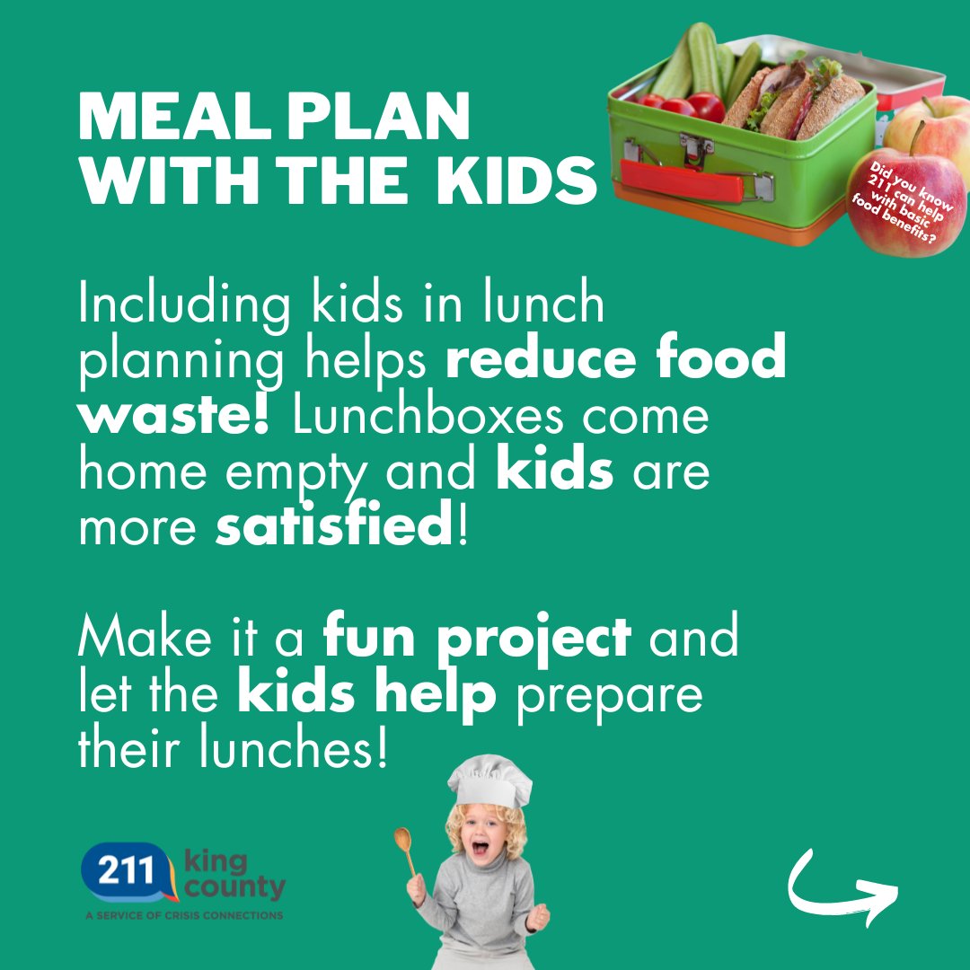 CrisisCXNs's tweet image. Calling all parents and caregivers! 📢
Stretch your school lunch budget: 

Meal plan with the kids 🗓️
Make your own snacks 🥕🍎
Ditch the juice boxes 👍

If you need help with your grocery budget, call 211 to see if you qualify for #basicfood #SNAPbenefits.

#backtoschool