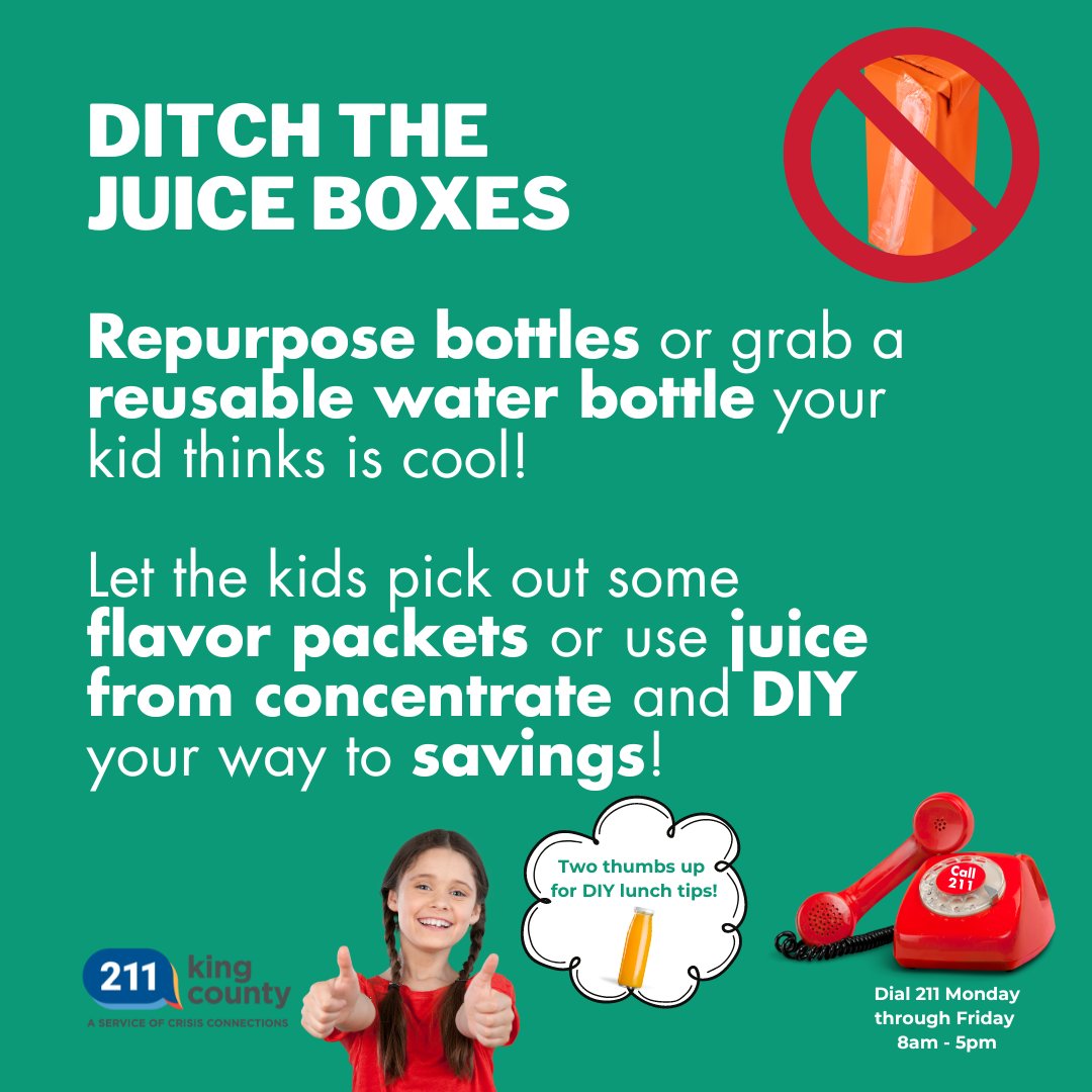 CrisisCXNs's tweet image. Calling all parents and caregivers! 📢
Stretch your school lunch budget: 

Meal plan with the kids 🗓️
Make your own snacks 🥕🍎
Ditch the juice boxes 👍

If you need help with your grocery budget, call 211 to see if you qualify for #basicfood #SNAPbenefits.

#backtoschool
