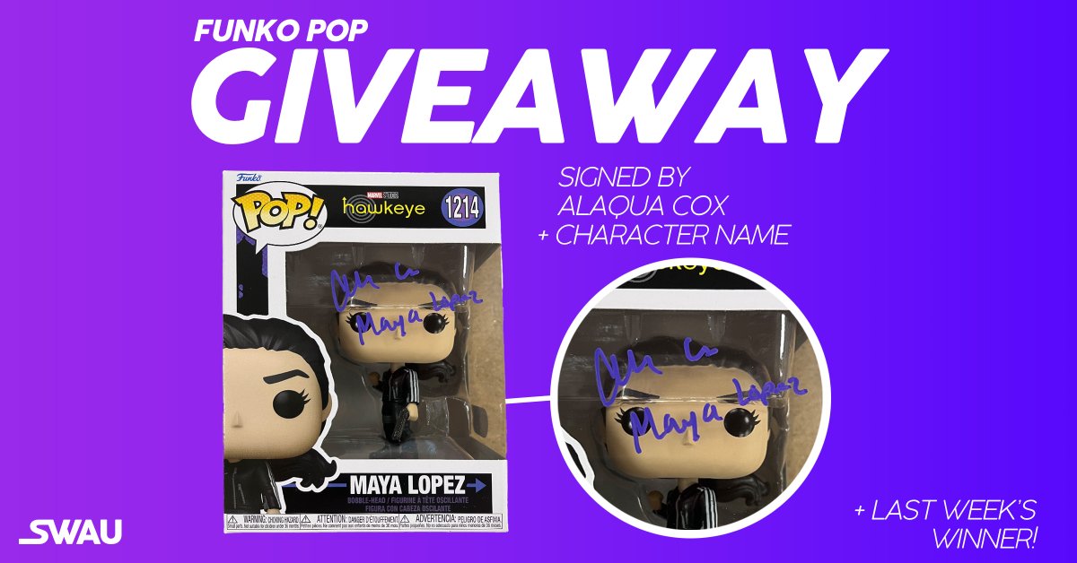 Now is your chance to win a Maya Lopez Funko signed by Alaqua Cox! - Follow @swau_official - Like & RT - Tag 1 friend PER COMMENT for extra entries Congrats to @JalynSanderson for winning our Ironheart Funko signed by Dominique Thorne! Good luck this week, everyone! #swau