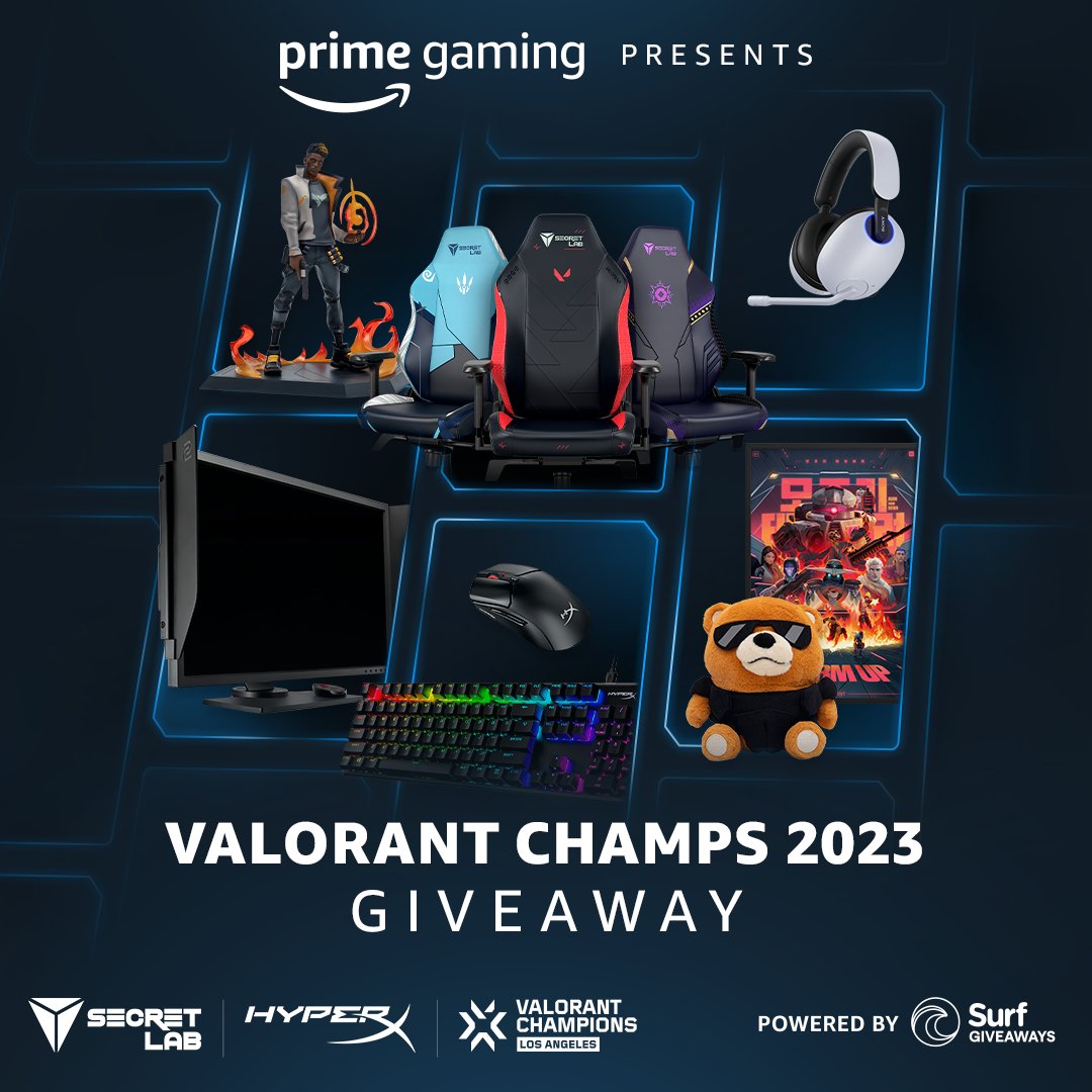 primegaming's tweet photo. Conquer the competition, agents!
 
@surfgiveaways is giving you a chance to win gaming gear fit for a pro &amp; some @VALORANT goodies to celebrate #VALORANTChampions. This is your LAST CHANCE to enter! https://t.co/33Iuo7Vn58 
 
Don't forget this: VALORANTISBETTERWITHPRIME https://t.co/ytBvORNtRu