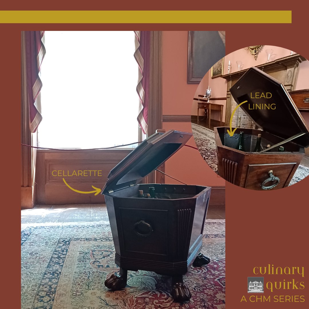 CampbellHouseTO's tweet photo. DYK: coolers were popular in the Georgian period too? This lead-lined cellarette would’ve stored alcoholic beverages keeping them nice and cool. Since the Campbells entertained many guests, a cellarette like this one would’ve come in handy!🧵1/2

#history #georgian #food https://t.co/EgAC5eiJ1I