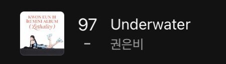 Eunbi_Charts's tweet photo. ‘Underwater’ has re-entered Melon Top 100 at 1AM KST charting at #97 and also reaching a new peak on the chart. 

#KWONEUNBI #권은비 #KWONEUNBI_Underwater https://t.co/7JGUWiNJSx
